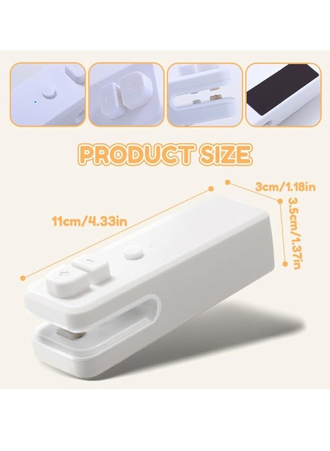 عربست آلة غلق أكياس صغيرة، ترقية 2025، آلة غلق حرارية 2 في 1 مع قاطع، آلة غلق صغيرة قابلة لإعادة الشحن عبر USB، أداة غلق حرارية، آلة غلق أكياس طعام محمولة مفرغة من الهواء لأكياس بلاستيكية وأكياس وجبات خفيفة (أبيض) - Image 3