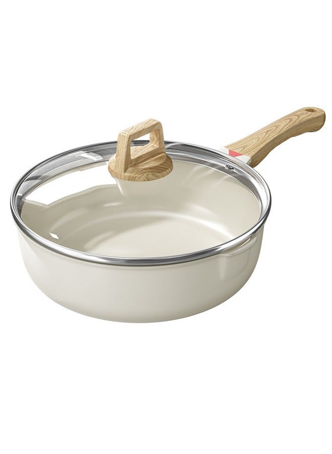 Beautiful Non-Stick Frying Pan with Lid - 11-Inch Beige Granite Non-Stick Pan with Heat-Resistant Handle, Compatible with All Stoves, PFOA-Free. - Image 1