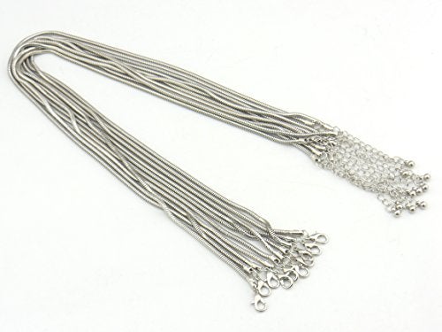 Coiris 10PCS Rhodium Color Copper Snake Chain Necklace 16 Inch with 2" Extension Chain (2.5MM, XL-1000) - Image 5