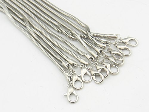 Coiris 10PCS Rhodium Color Copper Snake Chain Necklace 16 Inch with 2" Extension Chain (2.5MM, XL-1000) - Image 3