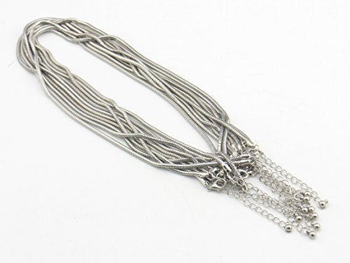 Coiris 10PCS Rhodium Color Copper Snake Chain Necklace 16 Inch with 2" Extension Chain (2.5MM, XL-1000) - Image 2