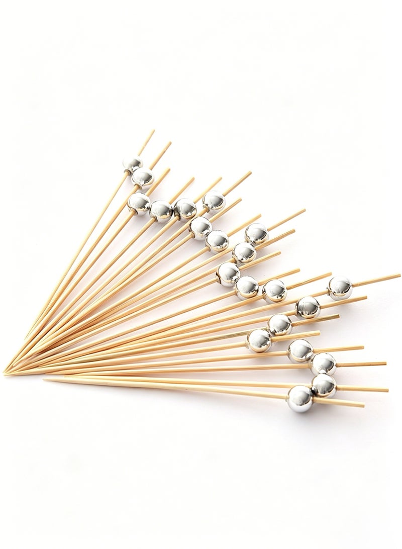 viola 200 Pieces Cocktail Picks Count Sticks Wooden Toothpicks, Party Supplies Gold Pearl and Silver Pearl (Multicolour) - Image 4