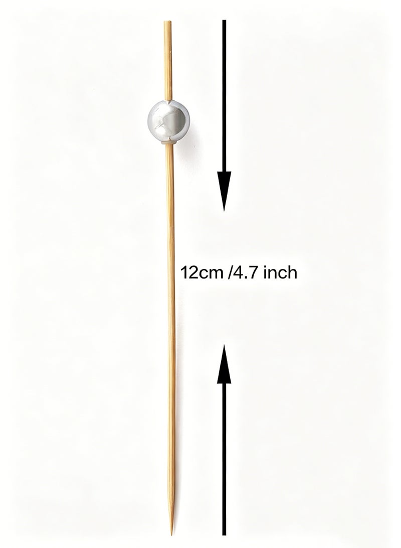 viola 200 Pieces Cocktail Picks Count Sticks Wooden Toothpicks, Party Supplies Gold Pearl and Silver Pearl (Multicolour) - Image 2
