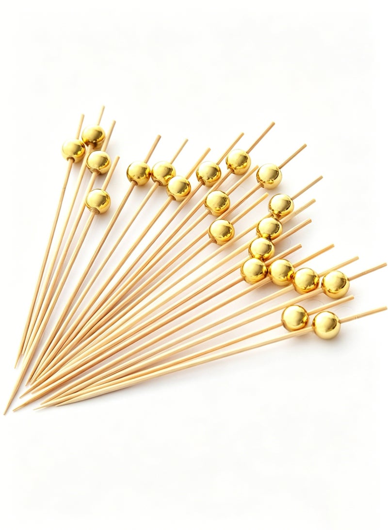 viola 200 Pieces Cocktail Picks Count Sticks Wooden Toothpicks, Party Supplies Gold Pearl and Silver Pearl (Multicolour) - Image 3