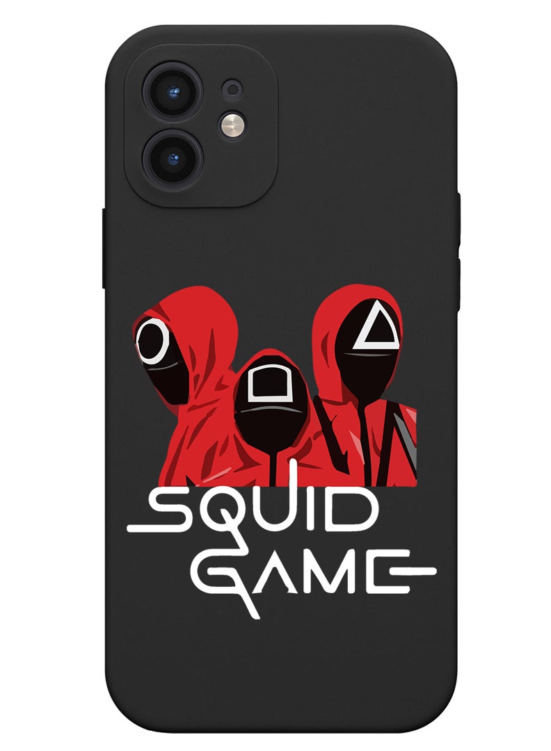 Theodor Protective Slim Fit Case Liquid Silicone Cover with Full Body Protection Anti-Scratch Shockproof Case For iPhone 12 Black  - Squid - Image 1