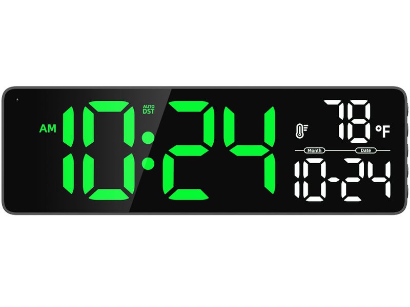 XUANZIT Large LED Digital Wall Clock with Date, Temperature, Auto-Brightness, Auto-DST | Big Digital Clock for Bedroom, Desk, Classroom, Living Room, Kitchen, Office, Gym, Farmhouse, Xmas Gift for Seniors - Image 1