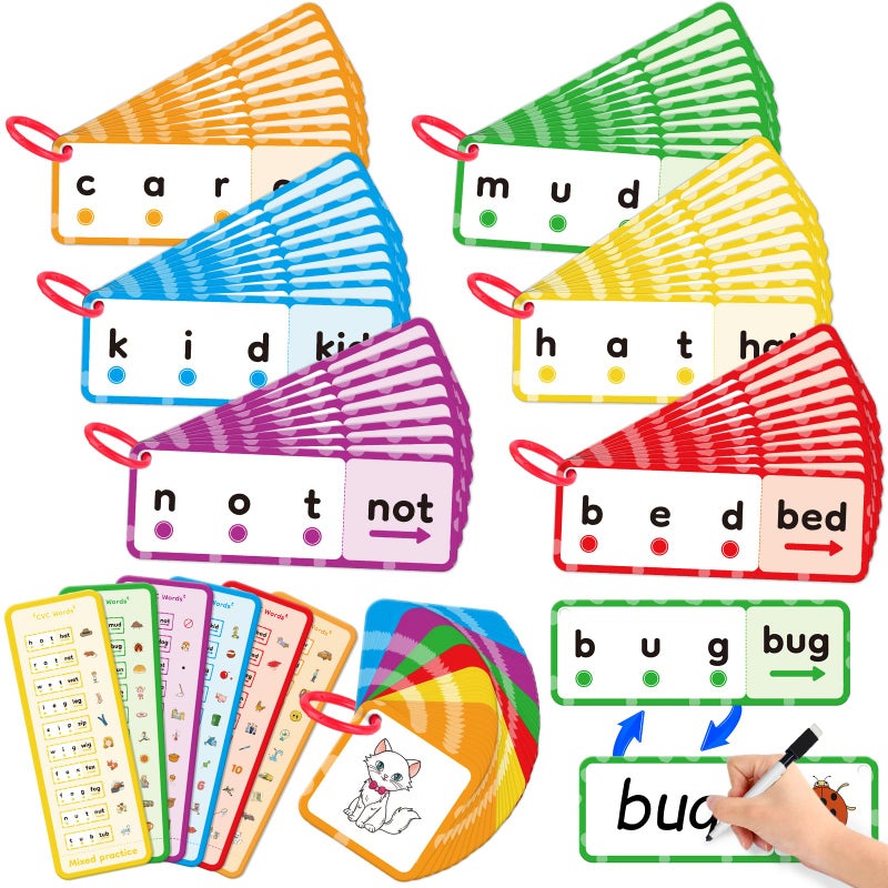 HugHush CVC Word Games Phonics Games Flash Cards Speech Therapy Toys for Toddlers Kids Learn to Read Spell Preschool Kindergarten Learning Activities Educational Toy - Image 3