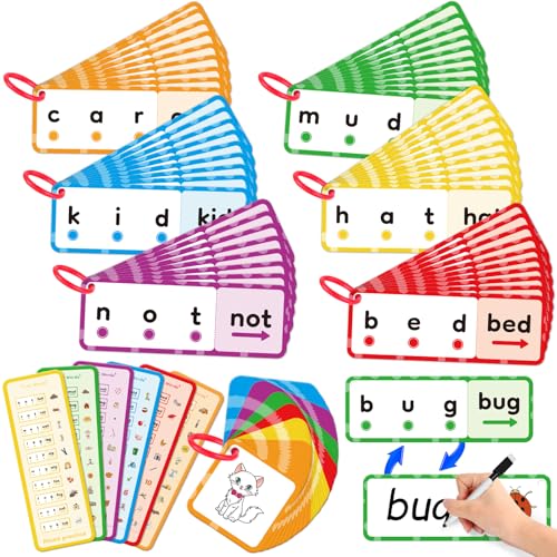 HugHush CVC Word Games Phonics Games Flash Cards Speech Therapy Toys for Toddlers Kids Learn to Read Spell Preschool Kindergarten Learning Activities Educational Toy - Image 1