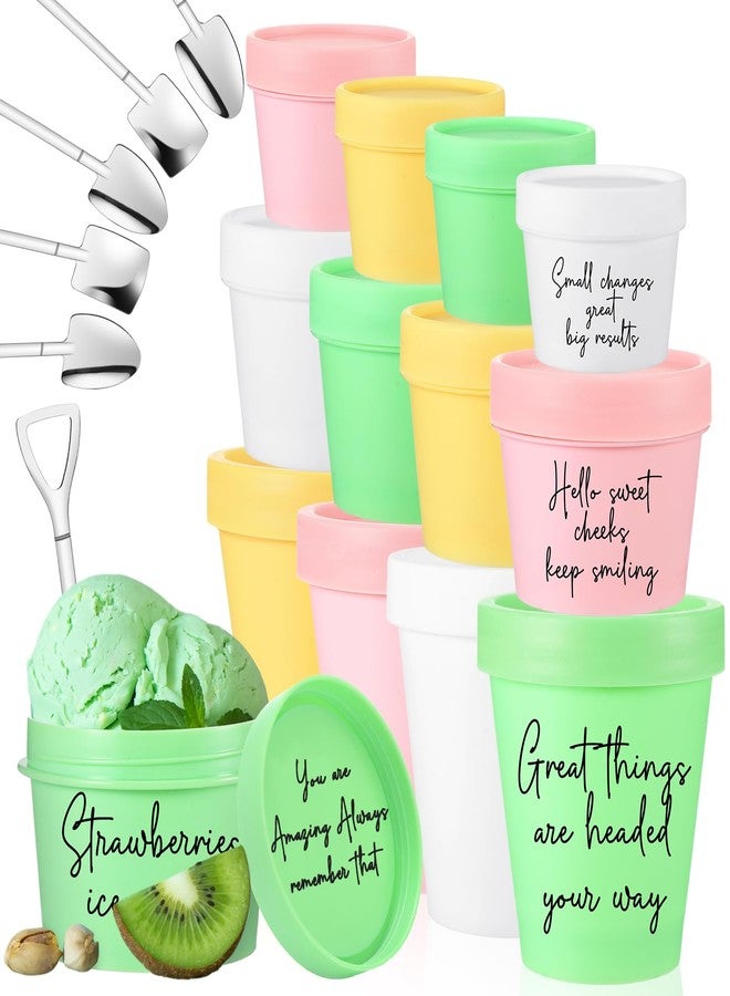 SiliFine 12 Sets 3 Sizes Portion Control Ice Cream Containers for Homemade Snack Airtight Food Storage Ice Cream Freezer Container with Lids and Spoon for Adults - Image 1
