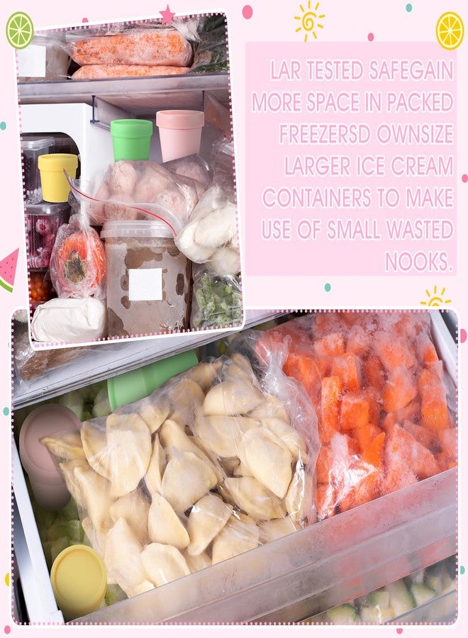 SiliFine 12 Sets 3 Sizes Portion Control Ice Cream Containers for Homemade Snack Airtight Food Storage Ice Cream Freezer Container with Lids and Spoon for Adults - Image 3