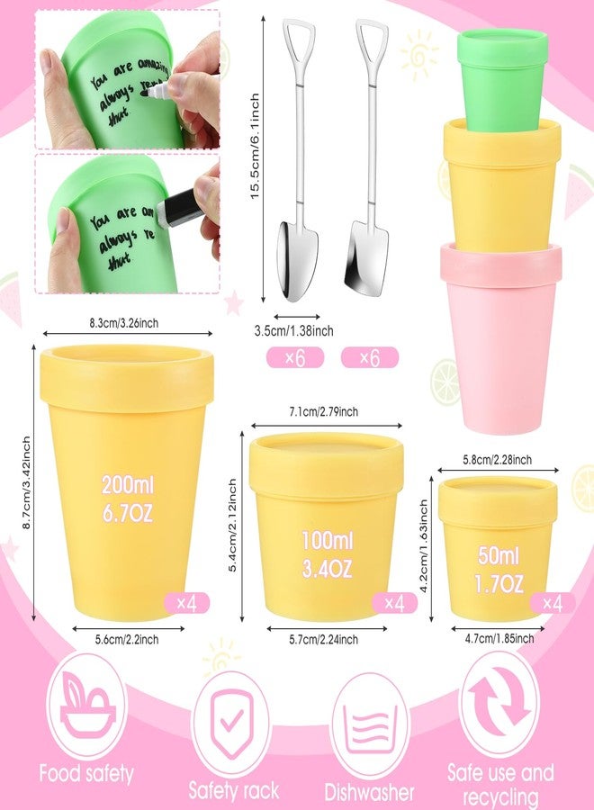 SiliFine 12 Sets 3 Sizes Portion Control Ice Cream Containers for Homemade Snack Airtight Food Storage Ice Cream Freezer Container with Lids and Spoon for Adults - Image 2