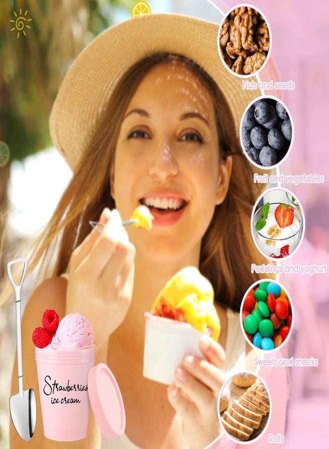 SiliFine 12 Sets 3 Sizes Portion Control Ice Cream Containers for Homemade Snack Airtight Food Storage Ice Cream Freezer Container with Lids and Spoon for Adults - Image 4