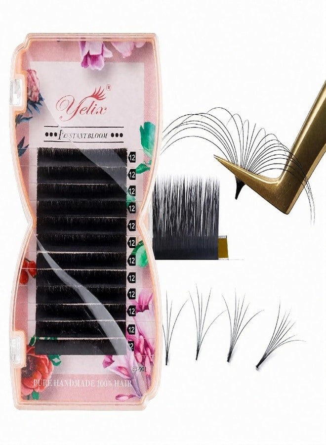 YELIX Auto Blooming Easy Fan Lash Extensions 0.05/0.07mm Thickness C/CC/D Curl 8-15mm Mixed Length, Self Fanning Volume Individual Lashes for Salon Lash Artists (D, 0.05 Thickness 8-15mm) - Image 1