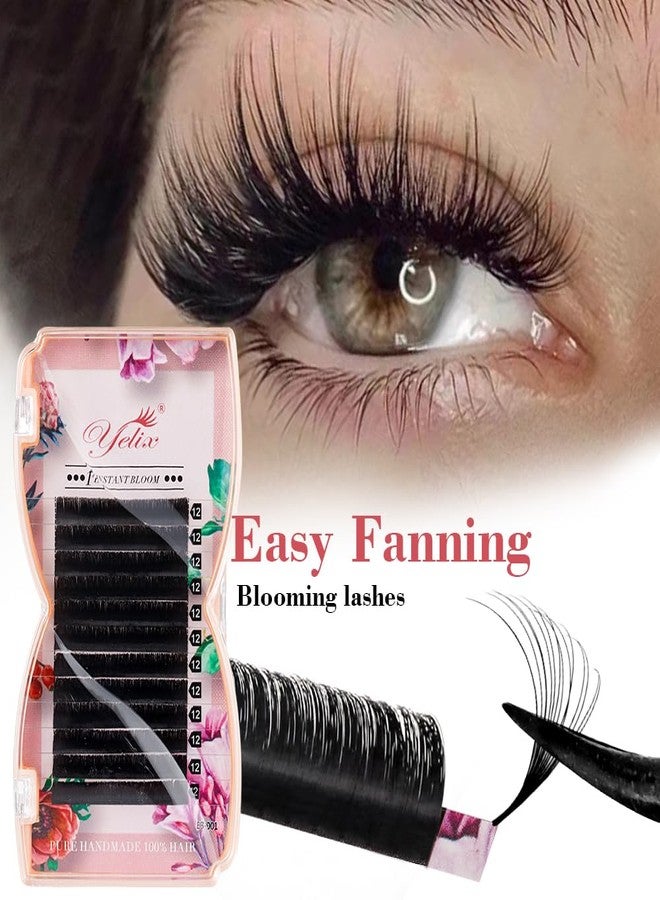 YELIX Auto Blooming Easy Fan Lash Extensions 0.05/0.07mm Thickness C/CC/D Curl 8-15mm Mixed Length, Self Fanning Volume Individual Lashes for Salon Lash Artists (D, 0.05 Thickness 8-15mm) - Image 2