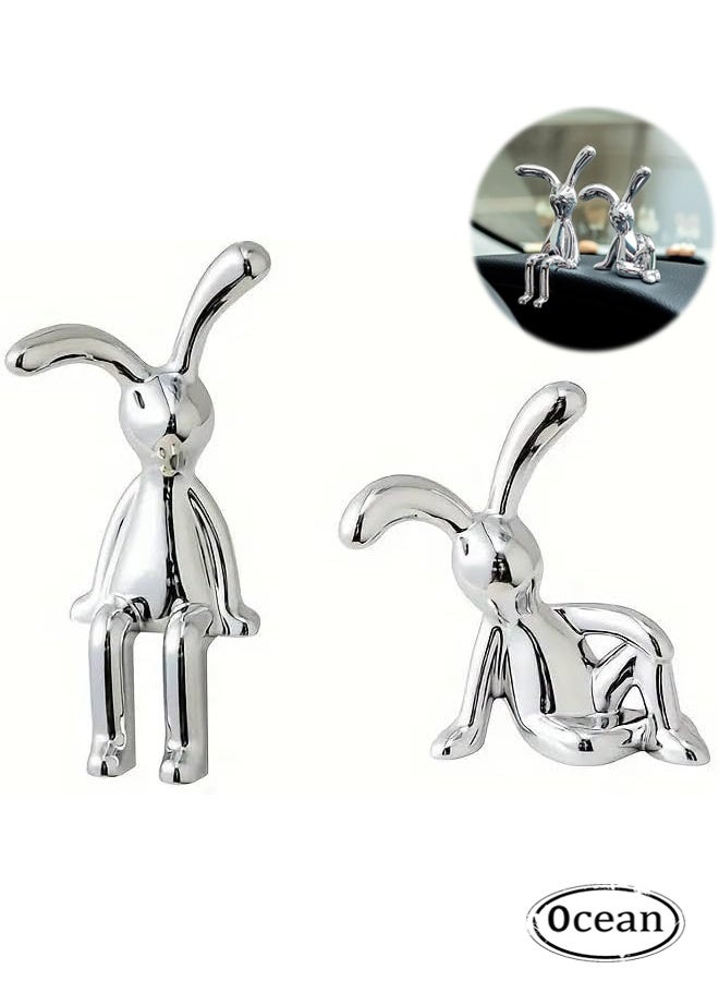 جي أس مجموعة من 2 أرنب السيارة الزينات الخفيفة الزينات الفاخرة ، داخليات السيارات الجميلة ديكورات السيارات الإبداعية ، مركز وحدة التحكم للمجوهرات - Image 1