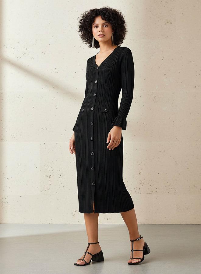 2Xtremz Bodycon Midi Dress with V neck - Image 1