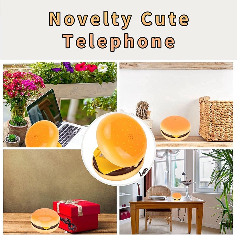 comfrt Landline Phone, Hamburger Cheeseburger Burger Phone Telephone Cute Telephones Landline Corded Phone Desktop Phone for Home Hotel Office Decoration Kids Gift - Image 2