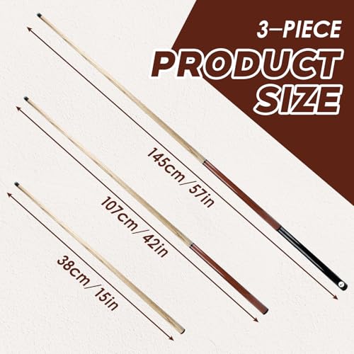 HMQQ Heavy Jump Break Pool Cue 3Piece 19oz Stiff 14mm Bakelite Tip Turbo Joints Billiard Cue Stick for Powerful Jump Break Shots - Image 3