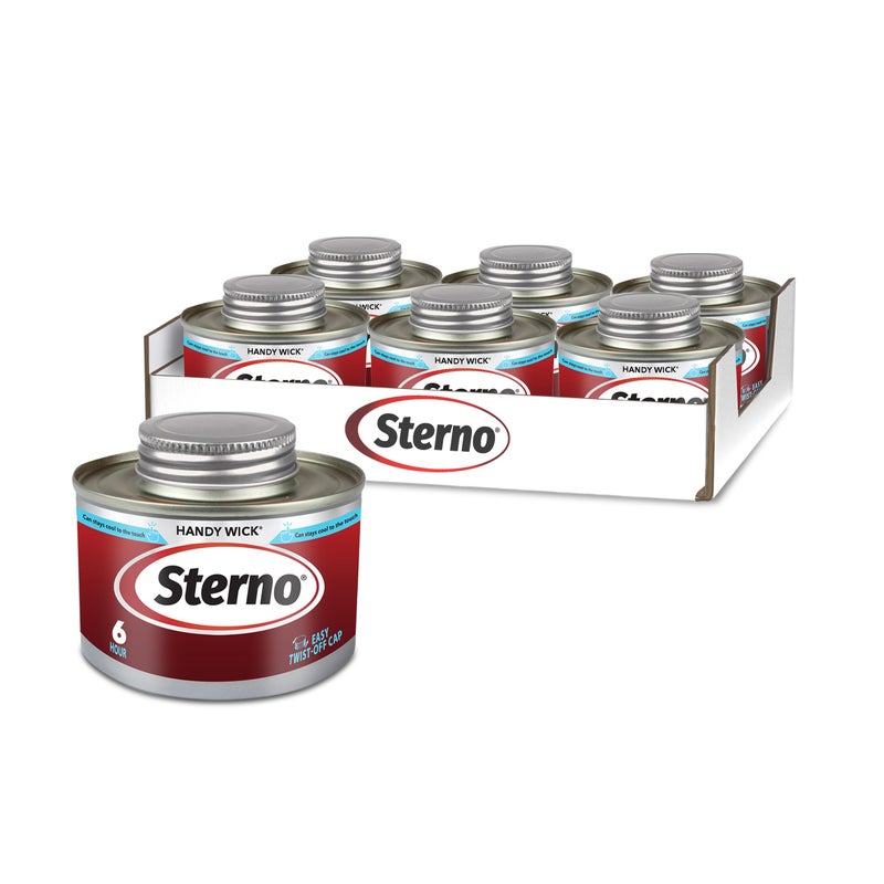 Sterno Fuel Cans - 6-Hour Burn, (6-Pack) Professional Safe Warmers for Food Trays & Buffet Set Chafing Dishes - Reusable Gel Burners, Twist Chafer Canned Heat, Handy Wick - Image 1
