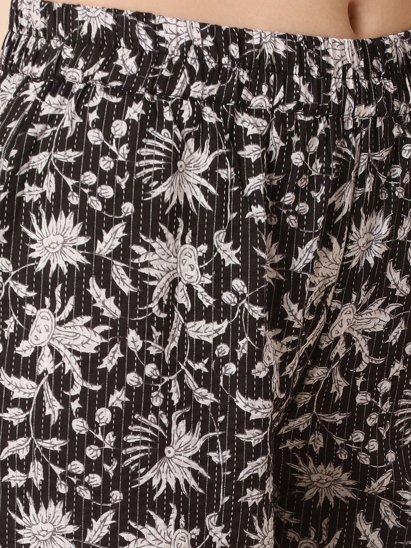 globus Globus Women Floral Printed Kantha Work Kurta With Trouser  - Image 5