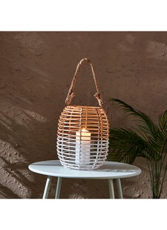 Deckar Rattan Half Color Tone Lantern with Glass Votive 20 x 24 x 20 cm