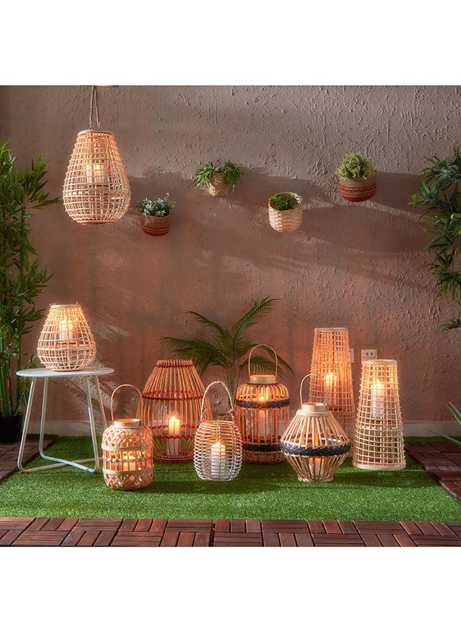 Home Box - Deckar Rattan Half Color Tone Lantern with Glass Votive 20 x 24 x 20 cm - Image 1
