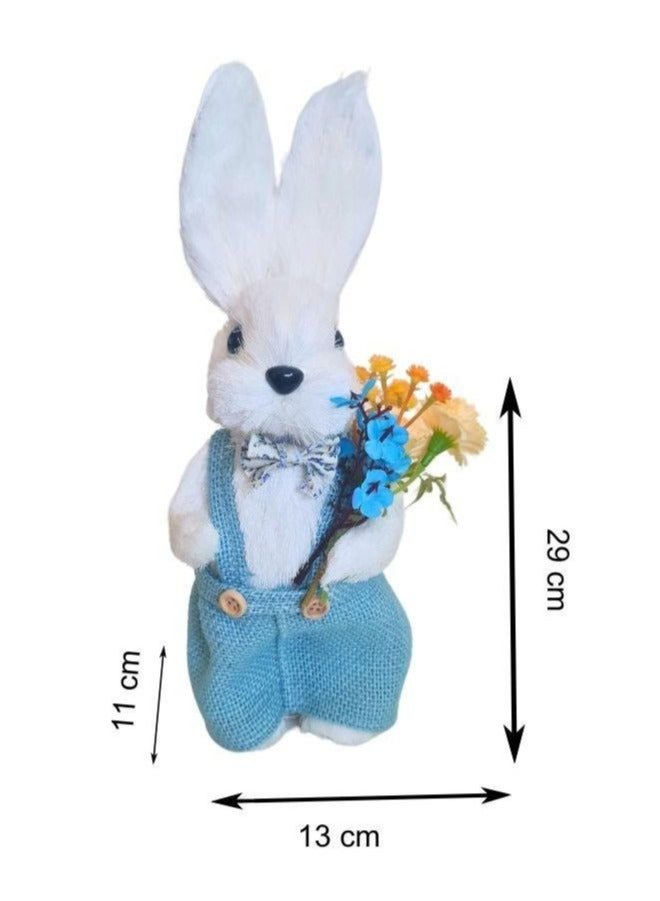 Set of 2 Bunny Simulation Cotton String Rabbits Ornament Crafts Decoration for Yard Sign Garden, Living Room, Bedroom - Image 3