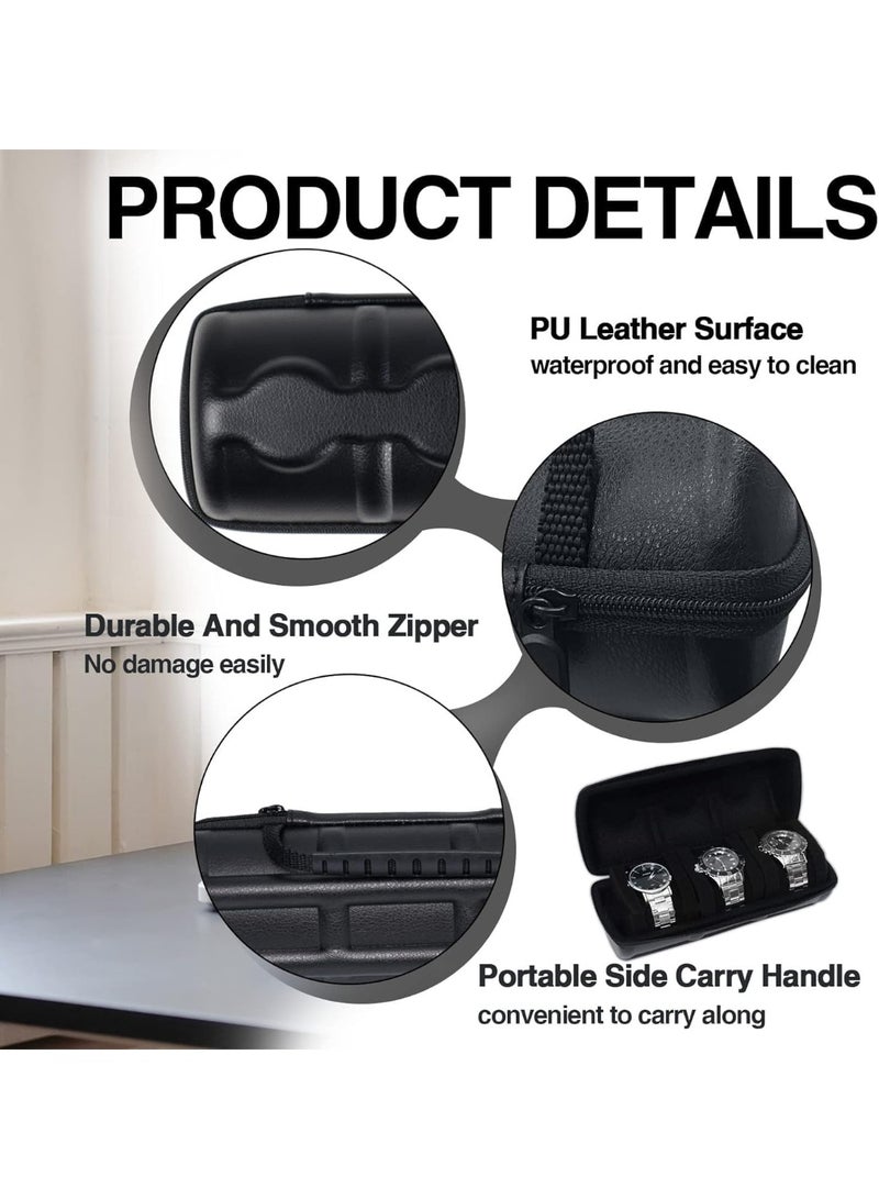 موثوقية التنبؤ حقيبة سفر للساعات للرجال، 5 صناديق تخزين للساعات، حقيبة سفر من جلد البولي يوريثان للساعات، منظم ساعات محمول بسحاب، منظم ساعات مع وسائد للساعات، حامل ساعات محمول - Image 4