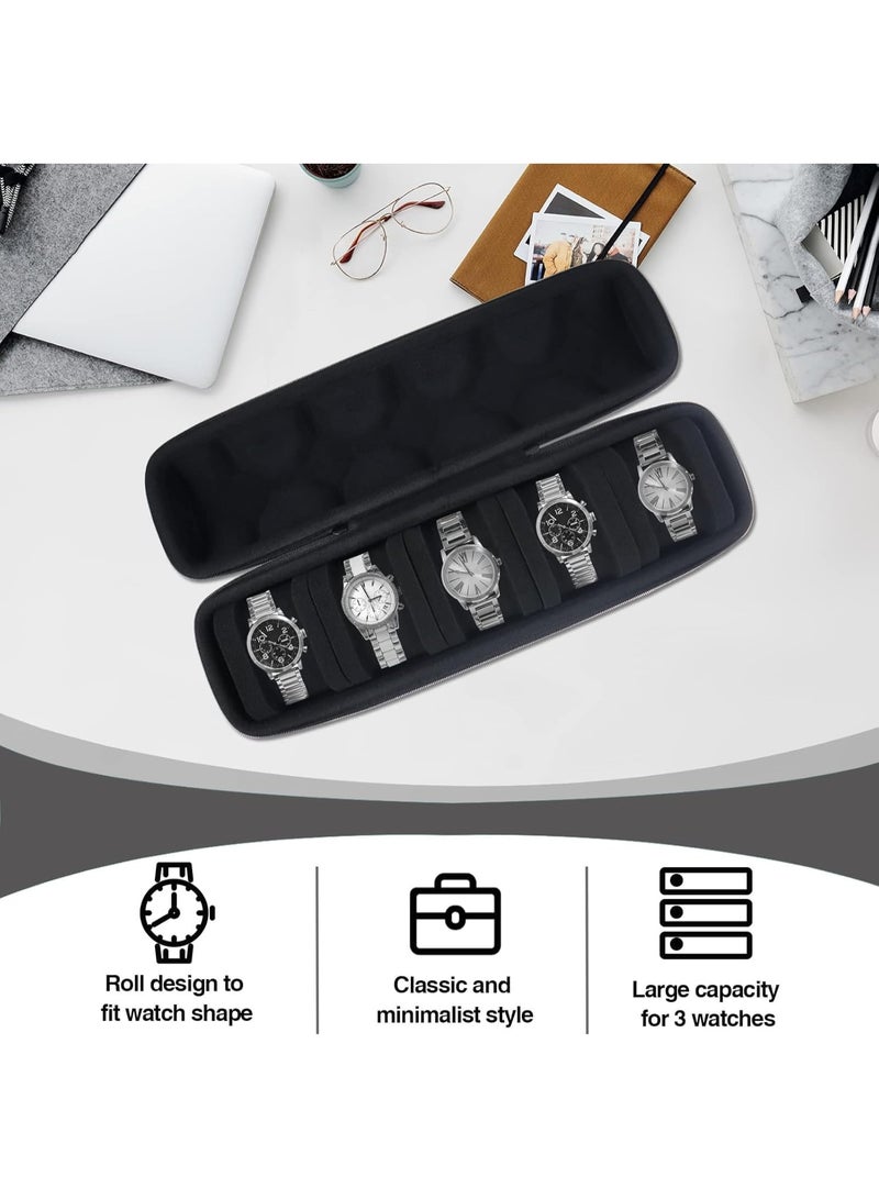 موثوقية التنبؤ حقيبة سفر للساعات للرجال، 5 صناديق تخزين للساعات، حقيبة سفر من جلد البولي يوريثان للساعات، منظم ساعات محمول بسحاب، منظم ساعات مع وسائد للساعات، حامل ساعات محمول - Image 3