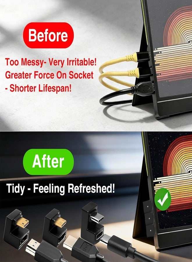 Duttek 180 Degree Mini HDMI to HDMI Adapter UP&Down Angle [48Gbps, 8K@60Hz] 180 Degree USB C Adapter 3.1 Gen 2 10Gbps 60W PD Charging Extender Converter for Laptop, Tablet, Portable Monitor 3 Style - Image 3