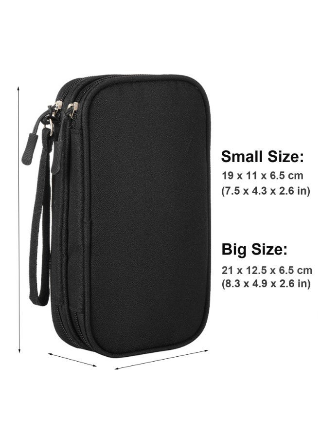 حقيبة تنظيم الأجهزة الإلكترونية، منظم كابلات الشحن، حقيبة سفر مقاومة للصدمات لحمل الأسلاك لسماعات الأذن، بنك الطاقة، محرك الأقراص الصلبة USB، بطاقة SD (أسود) - Image 4