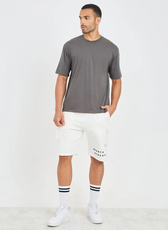 ستايلي Back Puff Print Slogan Oversized T-Shirt