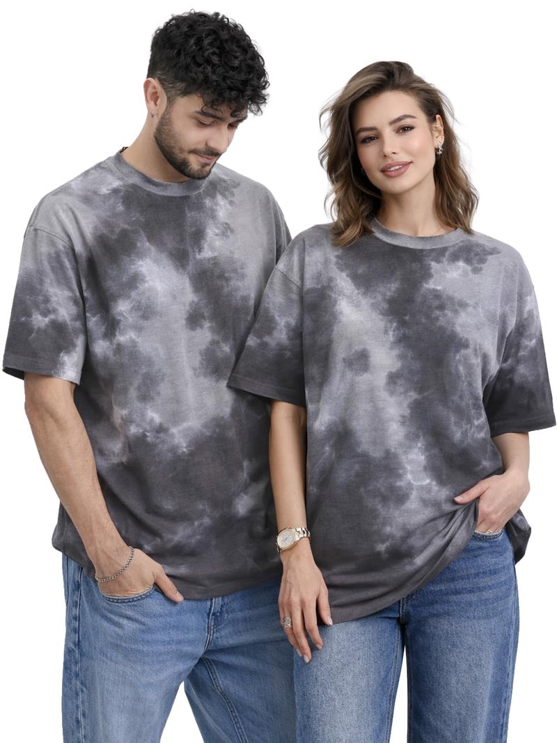 LEOTUDE Couple Combo Oversized T-Shirt Mens & Women’s Tshirt (PO2_FS306_Gry_L_FS306_Gry_M_Grey0) - Image 1
