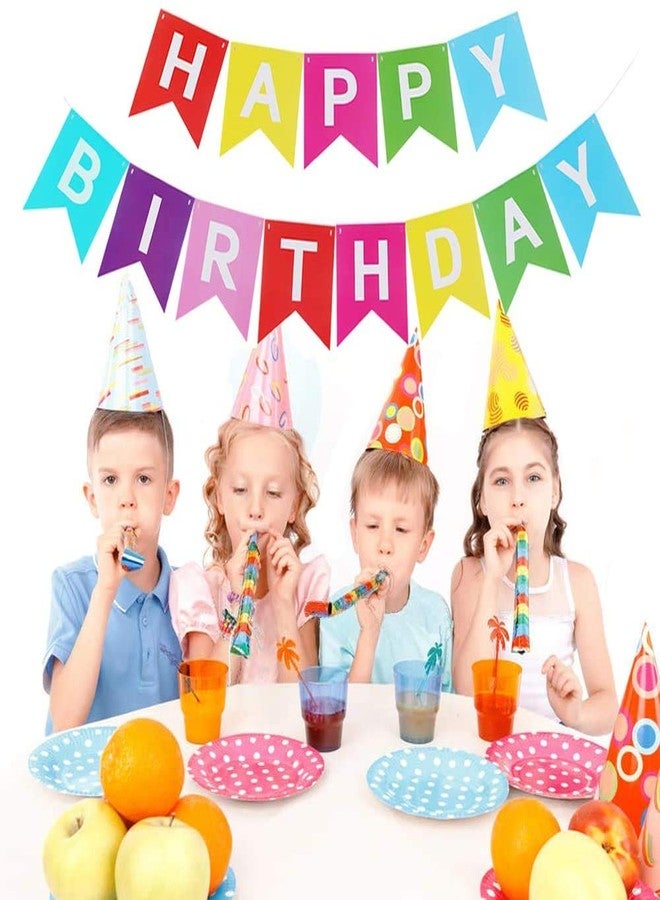HK balloons Rainbow Happy Birthday Banner Bunting Flag Banner For Birthday Decorations(Rainbow Bunting Banner)|Multicolour - Image 3