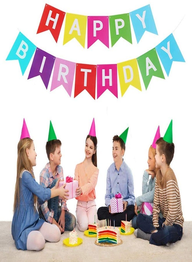 HK balloons Rainbow Happy Birthday Banner Bunting Flag Banner For Birthday Decorations(Rainbow Bunting Banner)|Multicolour - Image 4