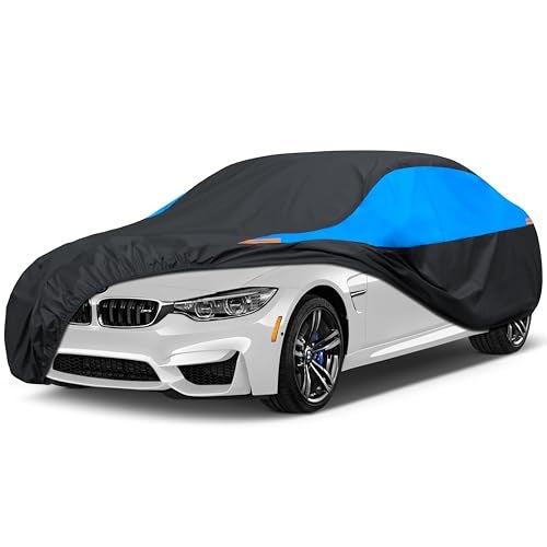 MORNYRAY Waterproof Car Cover All Weather Snowproof UV Protection Windproof Outdoor Full car Cover, Universal Fit for Sedan (Blue, A8-Fit Sedan Length(226-235 inch) - Image 1