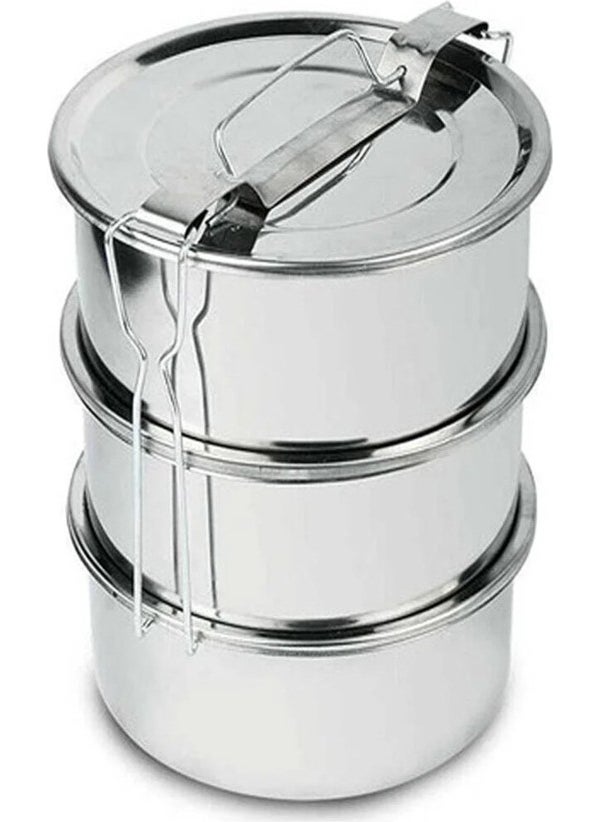 Tamu Lunchbox Set of 3 Stainless Steel Single Person 12X6 cm 