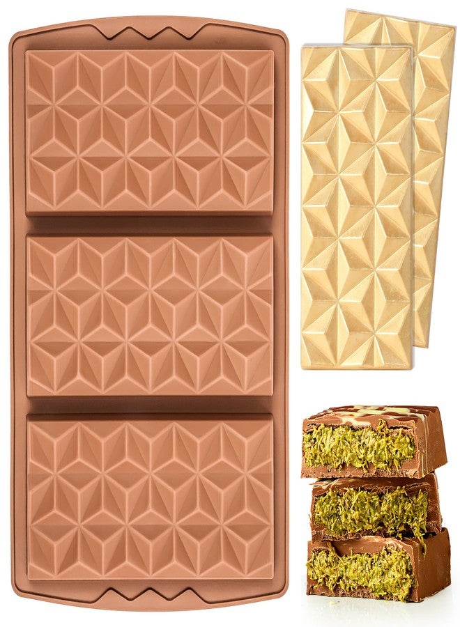 Fimary 1 Pc Chocolate Bar Mold Deep Silicone Large Chocolate Molds Break Apart Pyramid Shape Thick Candy Bar Molds - Image 1