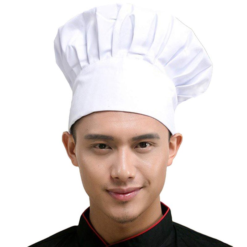 Hyzrz Chef Hat Set of 2 Pack Adult Adjustable Elastic Baker Kitchen Cooking Chef Cap (White) - Image 4