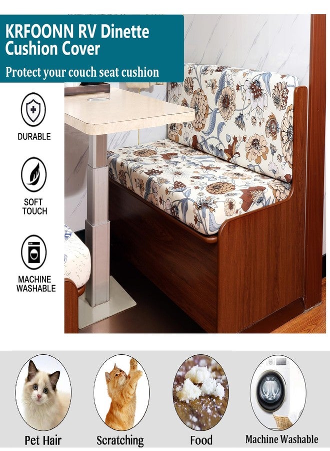 KRFOONN RV Dinette Cushion Covers Stretch Camper Cushions Cover Replacement Couch Cushion Slipcovers Washable Loveseat Slipcovers for Travel Trailer Couch Includes 2 Backrest Cover & 2 Bench Cover, 06 - Image 5