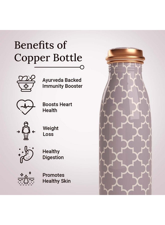 EB-Everything Beautiful Pure Copper Water Bottle 1 Litre Leakproof with Smooth Grey Printed Seamless Design made of Tamba Suiatable Birthday Gift for Men & Women by ebstore - Image 5