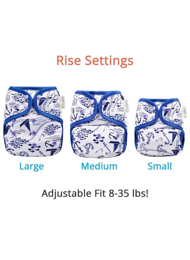 OsoCozy One Size Cloth Diaper Covers - Adjustable Snap Fit & Double Leg Gussets for Baby Boys & Girls from 8-35 Pounds. Use with Prefold, Flat or Fitted Cloth Diapers or Snap-in Inserts. - Image 2