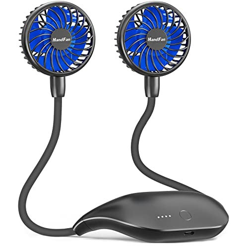 HandFan 10000mAh Portable Neck Fan Rechargeable, 48Hrs Long-Lasted Wearable Personal Fans, Hands Free Necklace Fans, Hanging Cooling Fan for Travel, Hiking, Fishing, Gifts for Women Men - Image 1