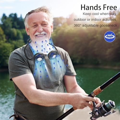 HandFan 10000mAh Portable Neck Fan Rechargeable, 48Hrs Long-Lasted Wearable Personal Fans, Hands Free Necklace Fans, Hanging Cooling Fan for Travel, Hiking, Fishing, Gifts for Women Men - Image 4
