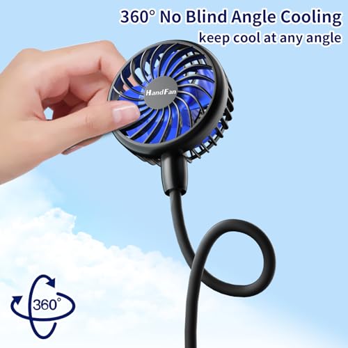 HandFan 10000mAh Portable Neck Fan Rechargeable, 48Hrs Long-Lasted Wearable Personal Fans, Hands Free Necklace Fans, Hanging Cooling Fan for Travel, Hiking, Fishing, Gifts for Women Men - Image 5