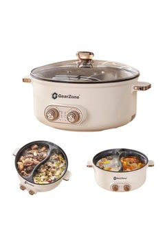 GearZone 6.5L 1600W Non-Stick Large Capacity Multifunctional Electric Cooking Pot with Independent Temperature Control, 8.6 Bowl Depth, Electric Skillet, Frying Pan, Electric Saucepan  - Image 1