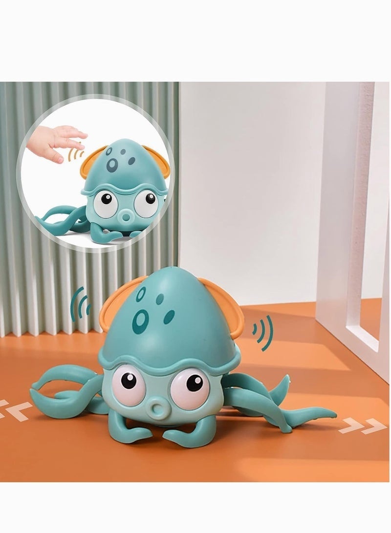 دوركو لعبة السرطان الزحف ، لعبة السرطان التفاعلية في وقت البطن مع الموسيقى والأضواء وميزة تجنب العقبات ، لعبة الرقص القابلة لإعادة الشحن USB للأطفال الأولاد والبنات (أخضر فاتح) - Image 3