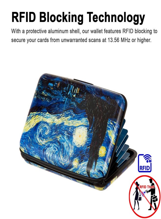 Kaabao Aluminum Wallet RFID Blocking Slim Metal Business ID Credit Card Holder Hard Case, Van Gogh The Starry Night, S, Slim RFID Credit Card Holder - Image 2