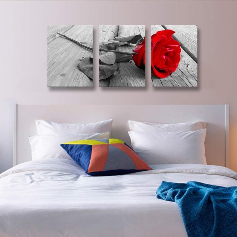 ARS Canvas Print Wall Art Painting for Living Room Decor and Painting Wall Art Decor Framed Wall Decor Artwork Office Art Ready to Hang for Home Decor (12x16inches3pcs, Pink Rose Flower) - Image 4