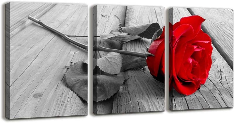 ARS Canvas Print Wall Art Painting for Living Room Decor and Painting Wall Art Decor Framed Wall Decor Artwork Office Art Ready to Hang for Home Decor (12x16inches3pcs, Pink Rose Flower) - Image 1